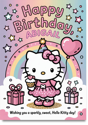 Personalisierte Geburtstagskarte Hello Kitty