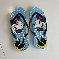 Women Disney Minnie Mouse Flip Flops Blue Polka Dot Sandals Size 11 NEW