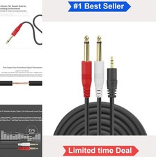 1/8 Inch to Dual 1/4 Inch Mono Y Cable 3.5mm TRS to Dual 6.35mm TS Stereo