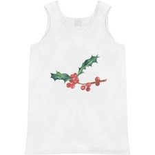 'Holly Berry And Leaves Christmas Illustration' Adult Vest / Tank Top (AV058979)