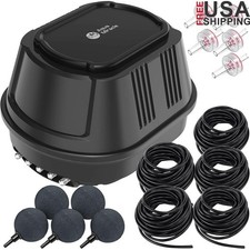 All-in-One Koi Pond Aerator Air Pump Kit W/ Tubing Stones Valves Filter Black