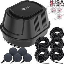 All-in-One Koi Pond Aerator Air Pump Kit W/ Tubing Stones Valves Filter  Black