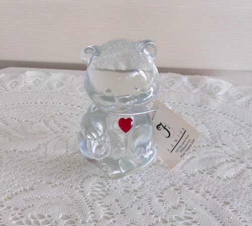 Vtg Fenton Glass Teddy Bear Birthday JULY Ruby Figurine Paperweight w/Tags EXC