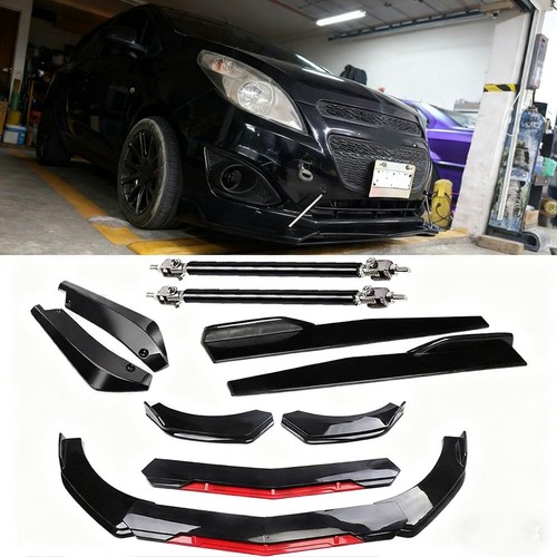 For Chevrolet Spark 2011-22 Front Bumper Lip+Side Skirt+Rear Lip+Strut Rods Kit