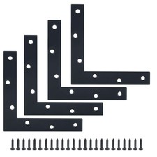 Alise L Flat Brackets for Wood,Corner Bracket 150x150mm(4Pcs), Matte Black