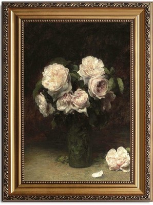 ASTRDECOR Vintage Floral Wall Art, Gold Framed Canvas Wall Art Moody Dark Ros...