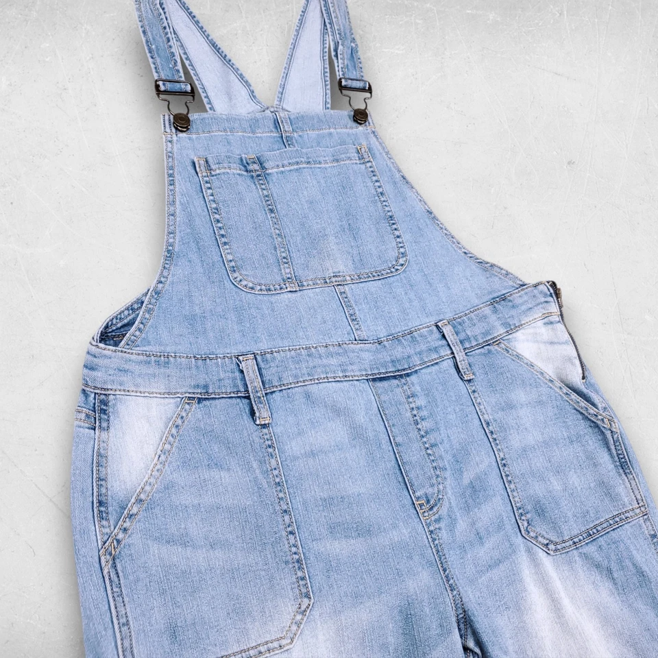 Mono corto Gap BIB para mujer L azul parche bolsillos holgado campesino boho hippie Foto 2 de 4