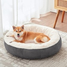 33 inches Calming Donut Dog Bed for Medium Plus Dogs,Dark Grey Dark Grey