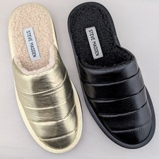 Women Steve Madden Chex Puffer Slipper Shoes Indoor Outdoor Fleece Line Slip On