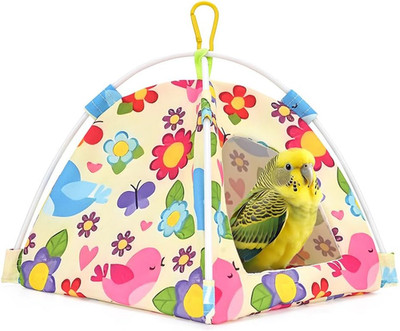 All-Season Bird Bed & Nest Tent with Dual-Sided Mat   Compact Hammock Cage Acces
