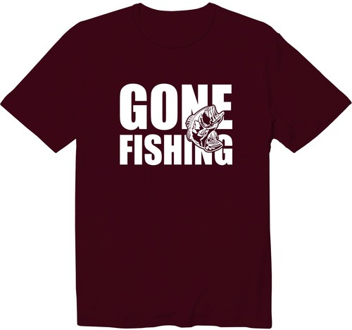 Gone Fishing Shirt Fisherman Gone Lucky Graphic T-Shirt Funny Bass Fishing Tee - Picture 6 of 22