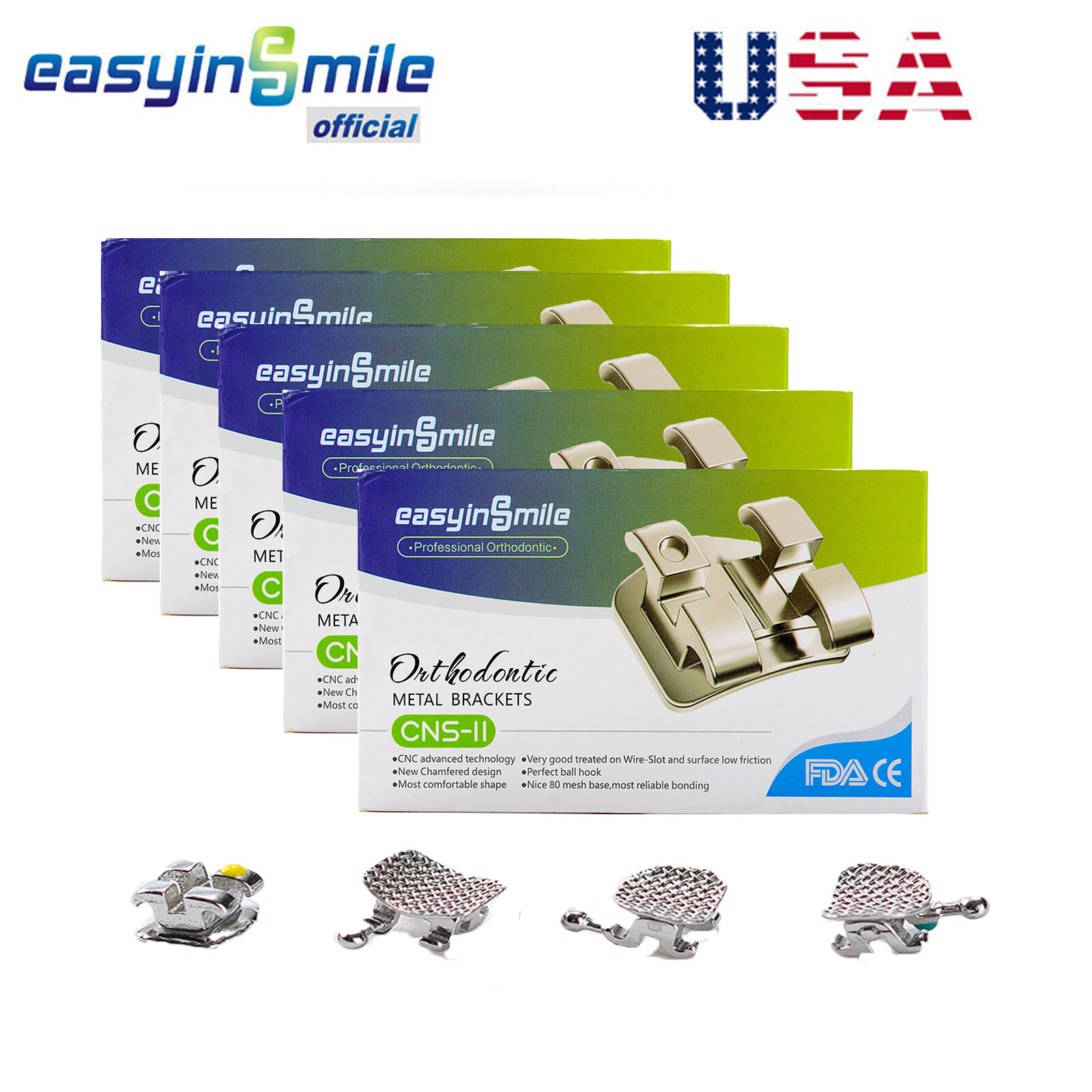AZDENT Dental Orthodontic Brackets - Mini/Standard Roth MBT 0.022/0.018 Slots With Hooks (Pack Of 20)