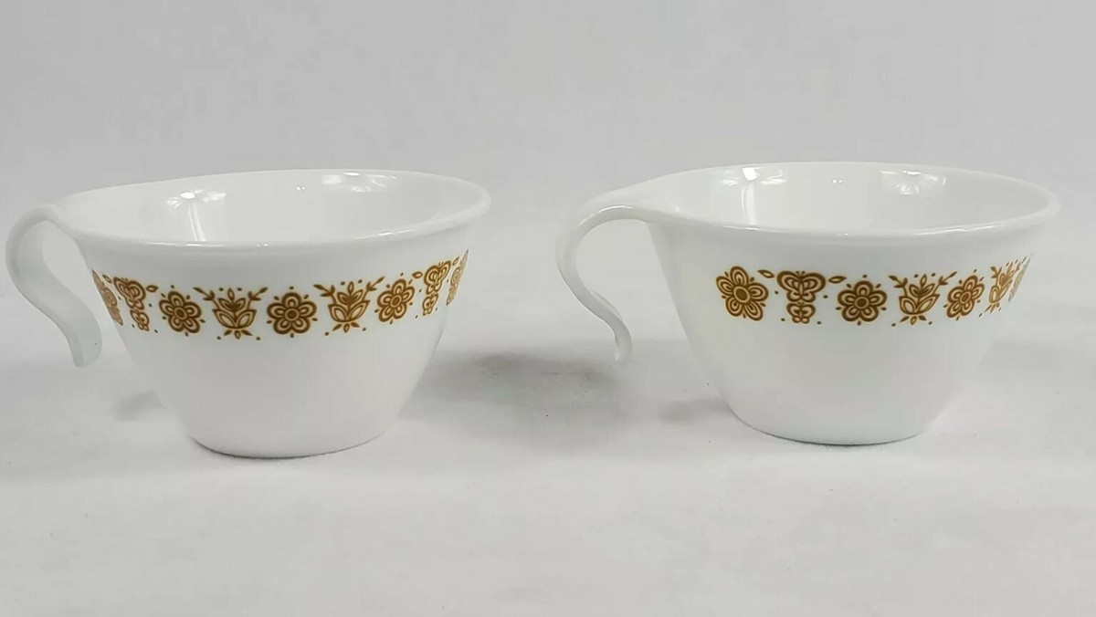 Vintage Set of 2 Pyrex Corelle Corning Butterfly Gold Coffee Vintage Set of 2 Pyrex Corelle Corning Butterfly Gold Coffee