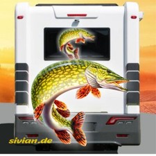 Étiquette Brochet Fisch Pêcheur Pêcher Pêche Multicolore Autocollant Mobile Home