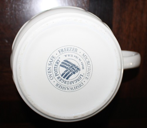 Longaberger Keramik gewebt Traditionen 2 Quart blau Akzent Krug - Bild 6 von 6