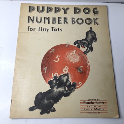 1939 Puppy Dog Number Book for Tiny Tots Butler & Mallon Very Nice Great book