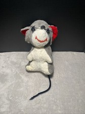 Vintage Gray Mouse Plush Red Lips Felt Eyes Black Nose Mice 10" Stuffed Toy Pet