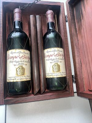 Campo Burgo 2 Flaschen tinto Rioja de la cosecha 1970 in Holzkiste - Vintage