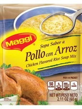 MAGGI Sopa de Pollo con Arroz 60 gr. | Chicken Flavored Rice Soup Mix - 6 PACK