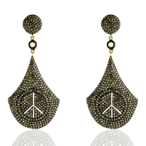 Diamond peace best sale earrings