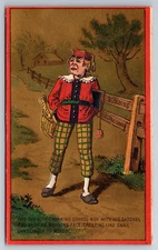 1890s Victorian Trade Card Bobbins Electraic Soap Funny Looking Man ~7893