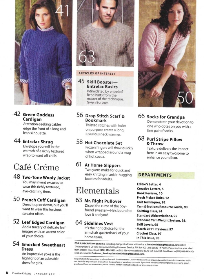 Creative Knitting Magazine Pullover Hoodie Cardigan Coat Ballet Slippers 2011 - Image 3 of 4