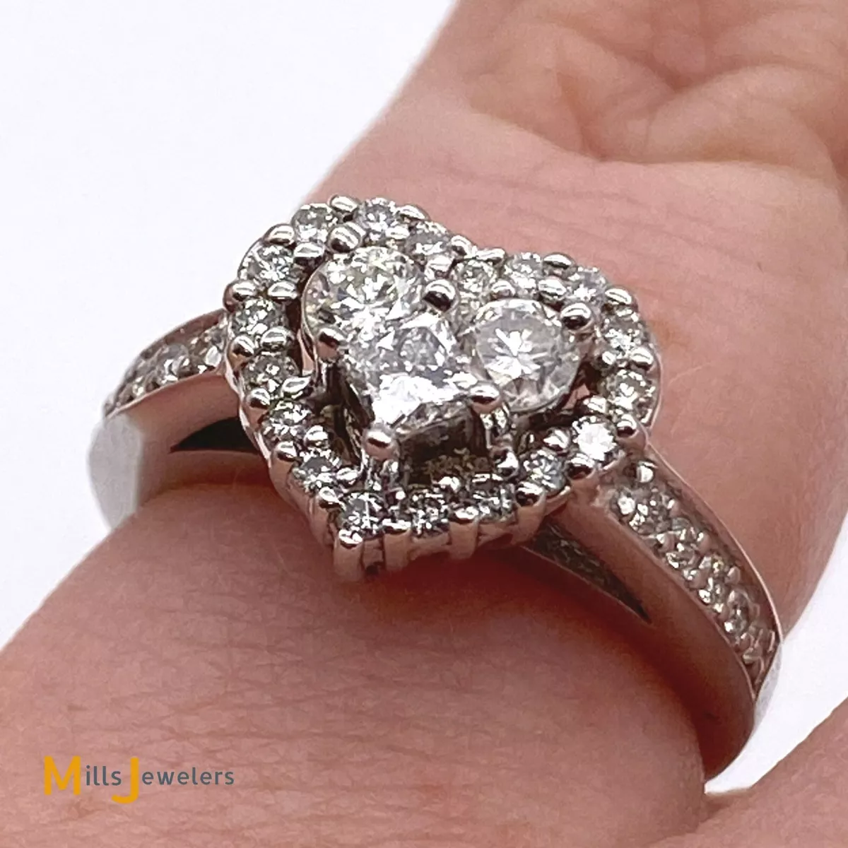 Heart-Shaped White Sapphire Ring in 10K White Gold