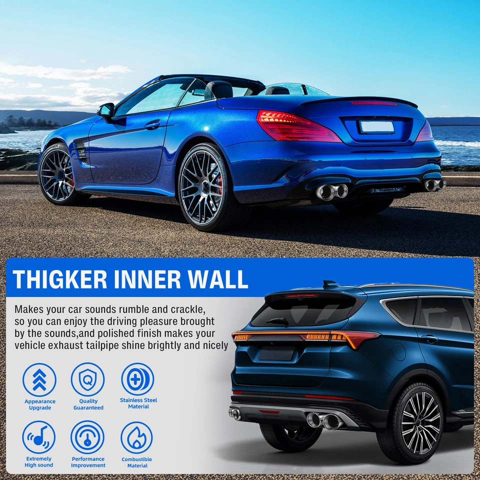 For Pontiac Grand Am 2.5'' In 3.5'' Outlet Dual Exhaust Tip Rear Tail Pipe Tip - Image 4 of 4