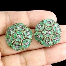 925 Sterling Silver Earrings Emerald Chrome Diopside Tanzanite Gemstone Jewelry