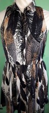 MODE BLACK/BROWN PRINT SLEEVELESS COLLAR STYLE TEADRESS SIZE 12