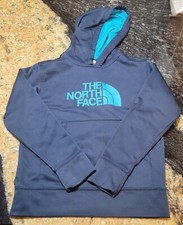The North Face Boys Half Dome Big Logo Hoodie Sweatshirt Boys Small 7/8 Blue