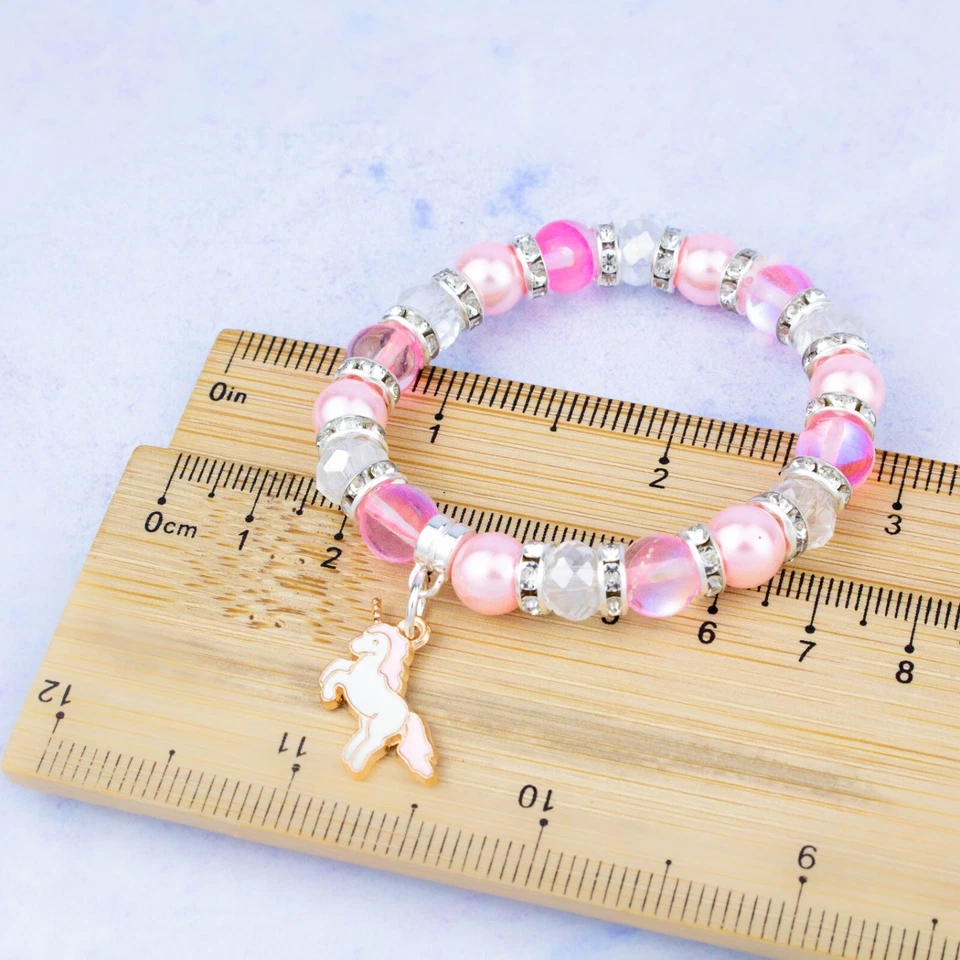 Pulsera Unicornio Rosa, Regalos Niña, Joyería Infantil, Cuento de Hadas Cumpleaños Foto 4 de 4