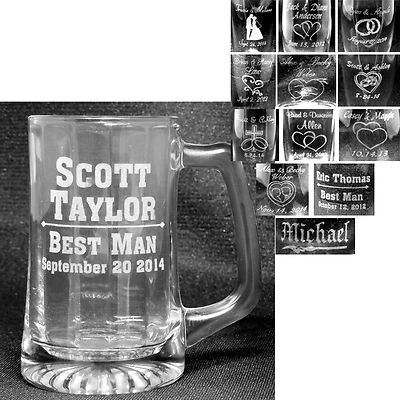 Personalize Glass Mugs Laser Engraved Wedding Gifts Best Man Usher Party Glasses - Photo 1/4