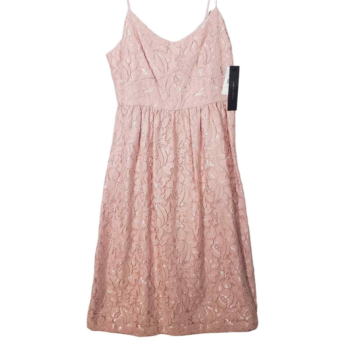 Cynthia Steffe Dress 12 Lace Rose Pink Sleeveless Party Cocktail Fit Flare  NWT