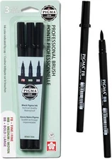 SAKURA Pigma Professional Brush Pens - Archival Black Ink Pens