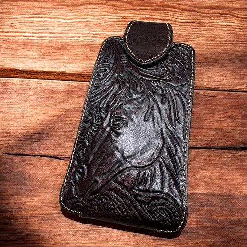 7" HORSE FLORAL POUCH BELT LOOP & CLIP HOLSTER WESTRN LEATHER UNIVERSAL #EH12850 - Picture 23 of 33