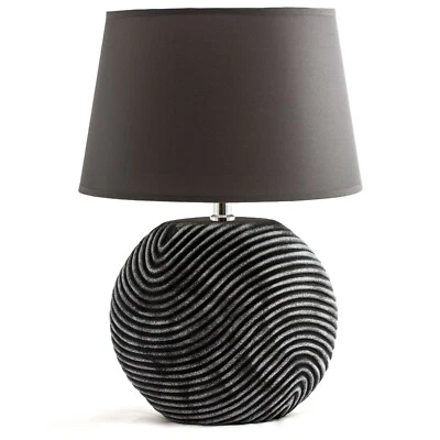 Tischlampe Tischleuchte Wohnzimmer Leselampe E14 Anthrazit Grau mit Schirm - Bild 1 von 4