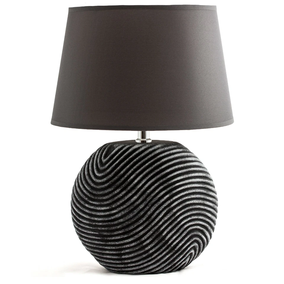 Tischlampe Tischleuchte Wohnzimmer Leselampe E14 Anthrazit Grau mit Schirm