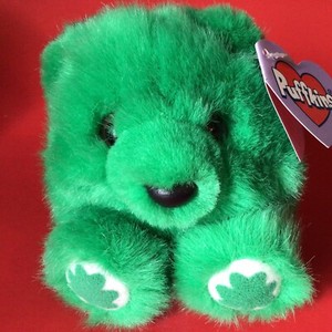 Puffkins Plush PATRICK Shamrock BEAR St Patrick's Day Tags 1998