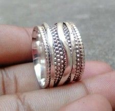 Solid 925 Sterling Silver Spinner Ring Band Statement Handmade Ring All Size