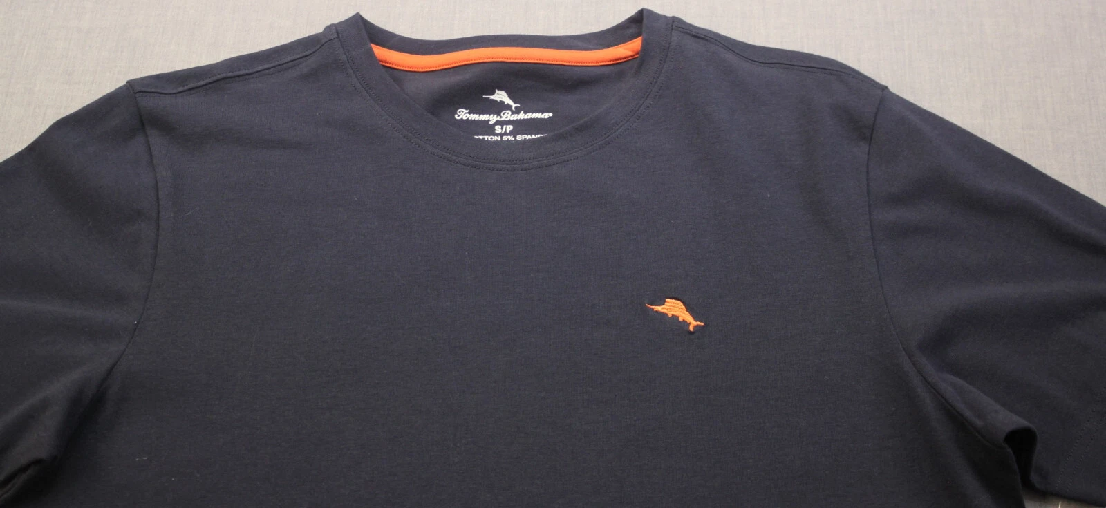 Tommy Bahama Swordfish Logo Men Navy Blue Cotton SS Crew Neck T-Shirt NWT S