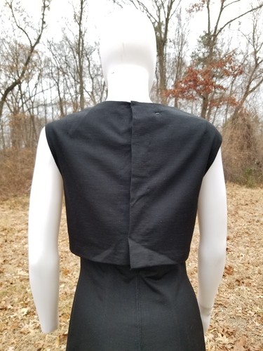 Vintage 1960s Luisa Spagnoli Fitted Wiggle Wool Beaded Midi Black LBD Dress W28 - Picture 8 of 11
