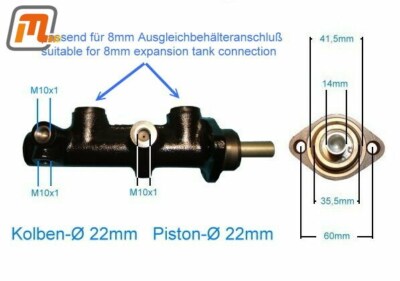 FORD Capri MK2 & MK3 master brake cylinder only for brake assistance ATE-system