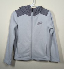 Nike Youth Size XS 3-4 Years Full Zip Hooded Fleece Jacket Gray Pockets