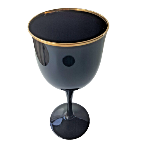 Vtg Noritake Wine Glass Black Amethyst Remembrance Hand Made Ebony Gold EXC - Picture 4 of 7