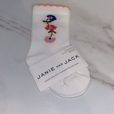 NWT Janie and Jack white floral socks 3-6 months