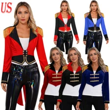 US Womens Magician Jacket Blazers Adult Circus Tailcoat Tuxedo Halloween Costume