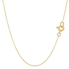 14k Real Solid Gold Box Style Chain Necklace, 0.45mm (20 Inches, Yellow Gold)