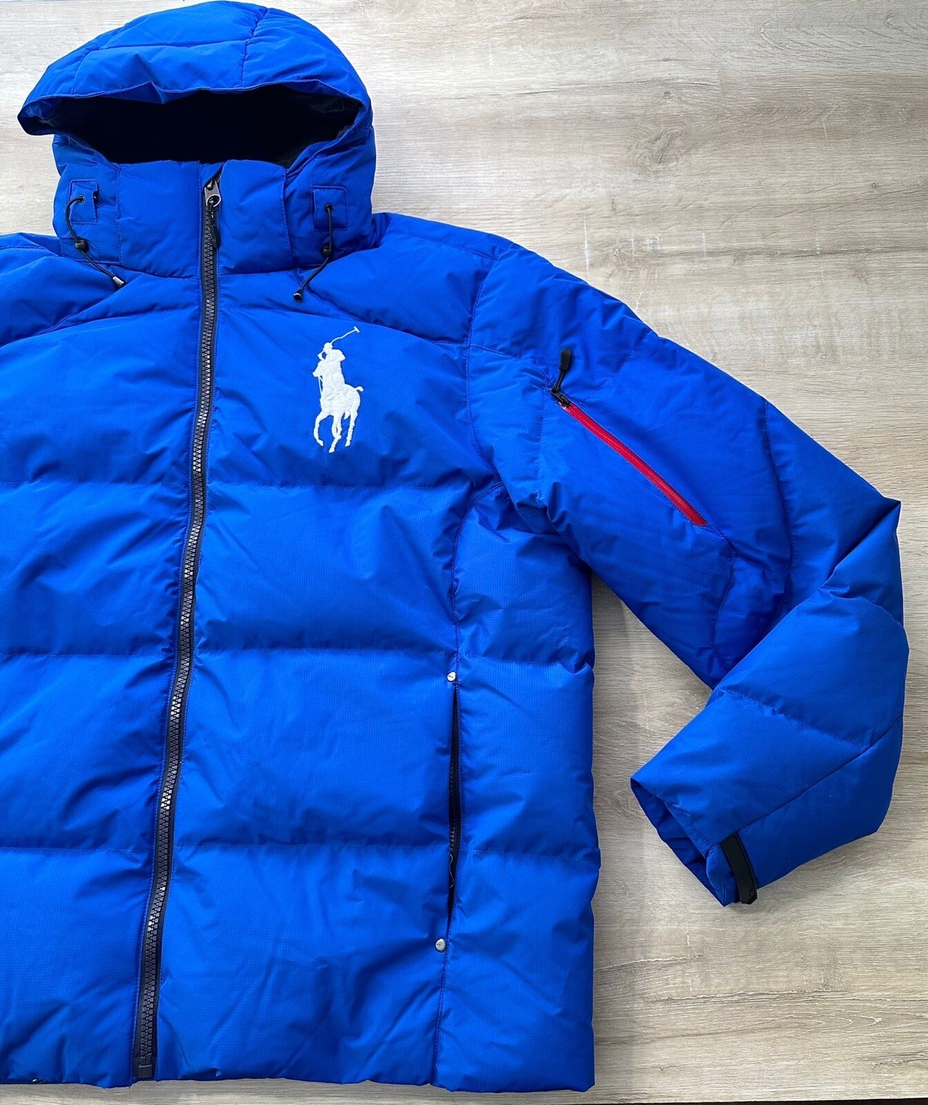 Polo Ralph Lauren uomo B&T giacca cappotto blu royal 1XB grande pony con cappuccio puffer