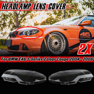 Paar Klar Scheinwerferglas Linse Streuscheibe Satz Für 2003-06 BMW E46 2DR Coupe